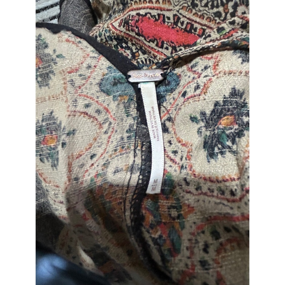 Free People Womens Voile Trapeze Slip Tunic or dress M Black Paisley Print boho - Picture 2 of 7
